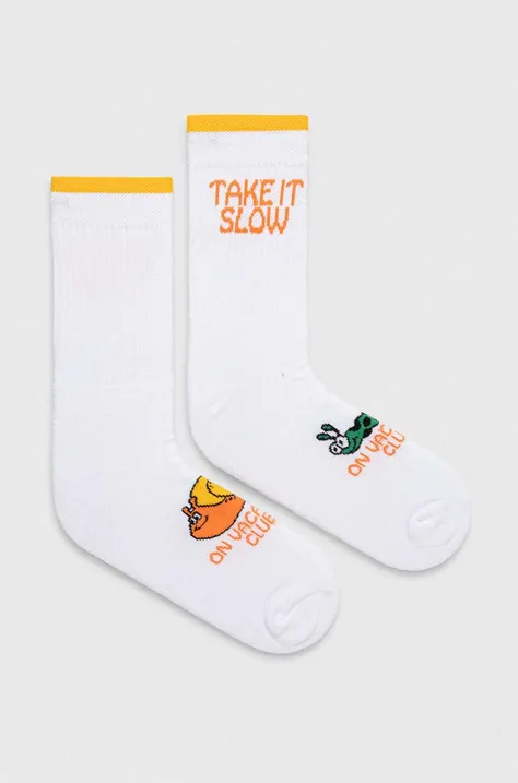 Ponožky On Vacation Take It Slow biela farba