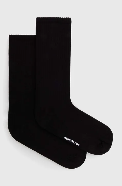 Norse Projects șosete Bjarki N Logo Sport Sock - 2 Pack culoarea negru, N82-0065-9999