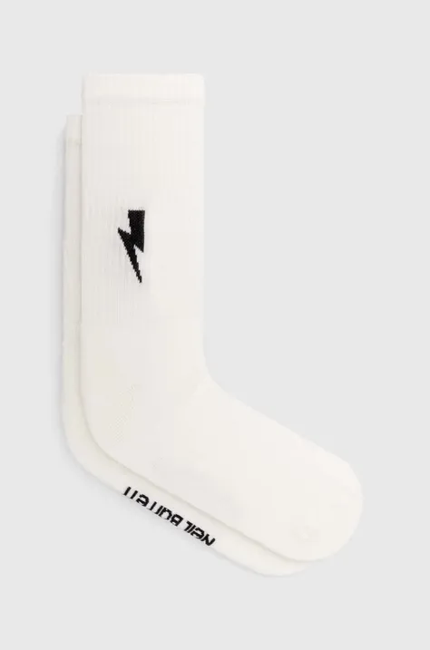Neil Barett șosete BOLT COTTON SKATE SOCKS culoarea alb, PBAC116.C9400.238