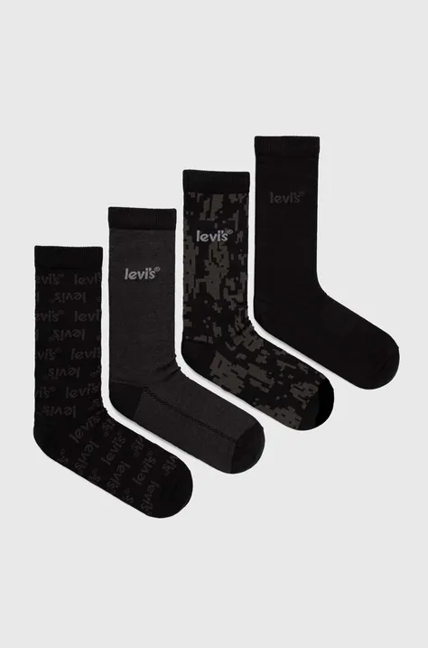 Κάλτσες Levi's 4-pack χρώμα: μαύρο
