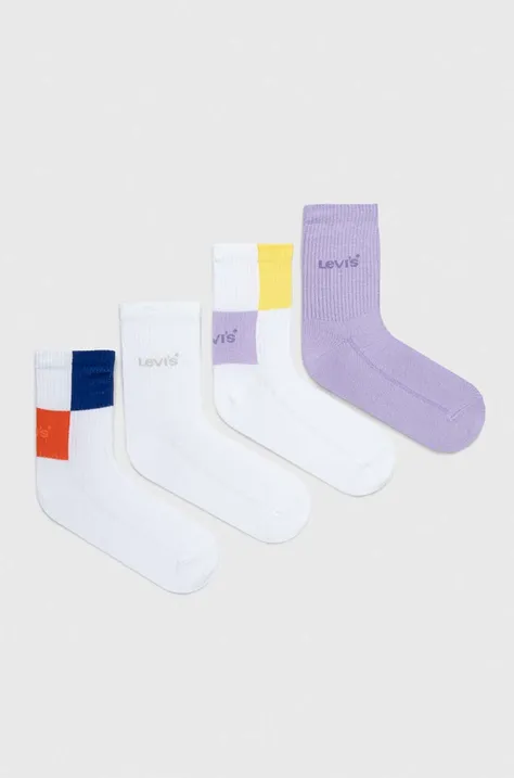 Ponožky Levi's 4-pak biela farba