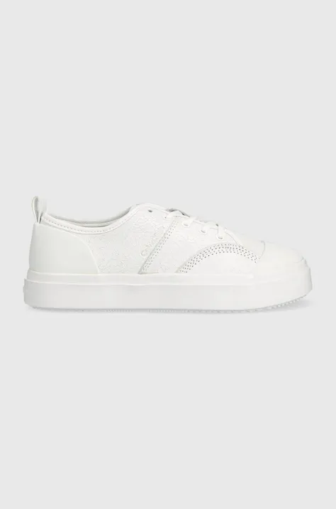Calvin Klein pantofi LOW PROF CUP LACE UP culoarea alb, HW0HW01553