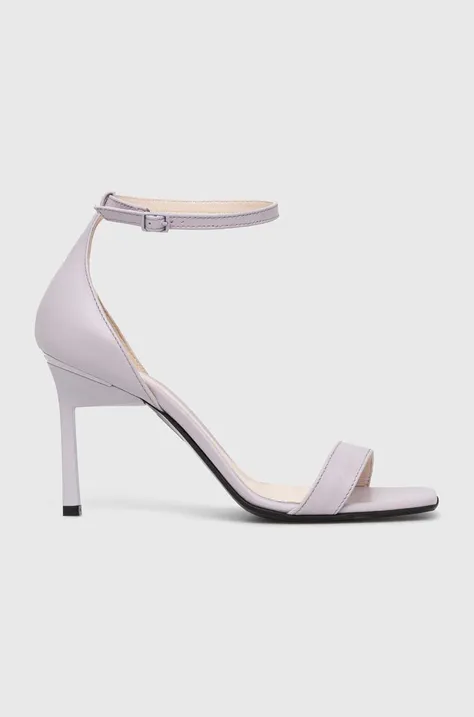 Kožne sandale Calvin Klein GEO STILETTO SANDAL boja: ljubičasta, HW0HW01610