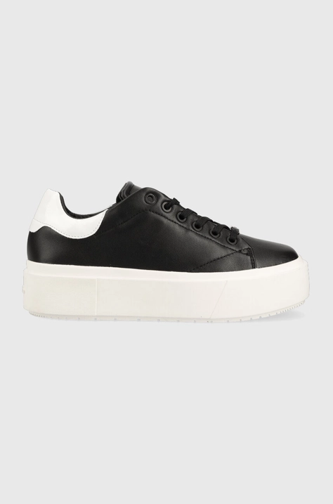 Calvin Klein sneakers din piele SQUARED FLATFORM CUP culoarea negru, HW0HW01775