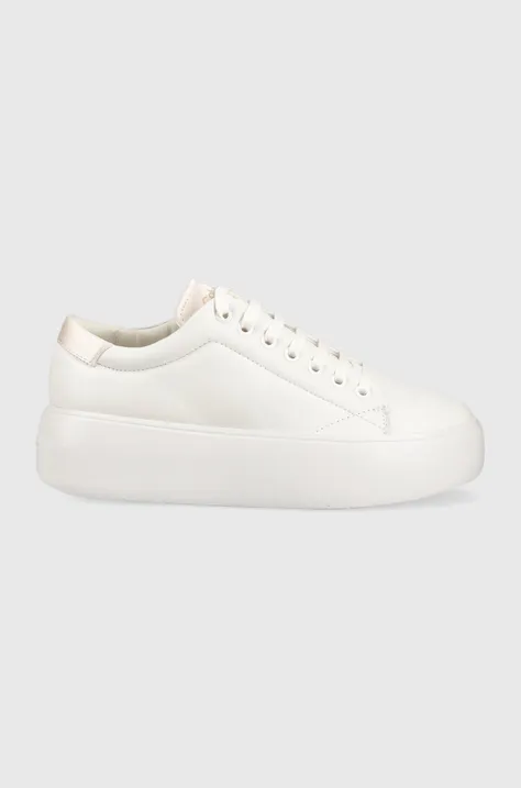 Δερμάτινα αθλητικά παπούτσια Calvin Klein BUBBLE CUPSOLE LACE χρώμα: άσπρο, HW0HW01778 F3HW0HW01778
