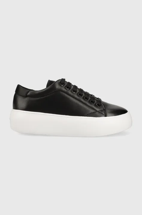 Шкіряні кросівки Calvin Klein BUBBLE CUPSOLE LACE колір чорний HW0HW01778