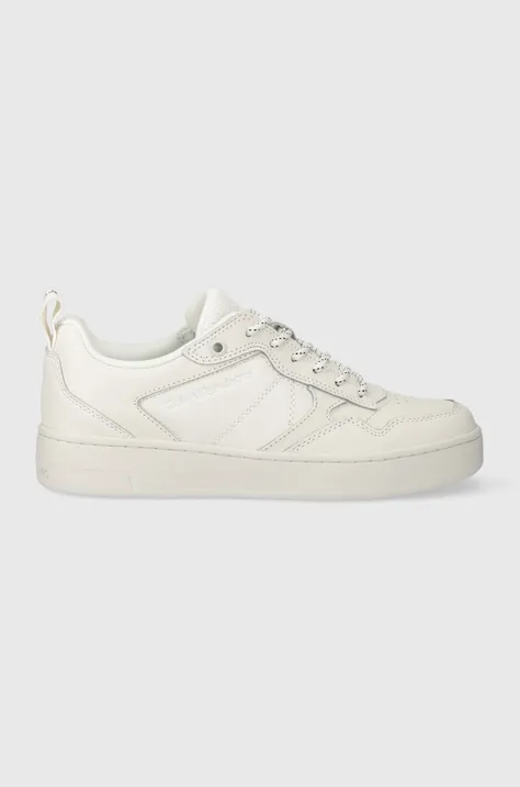 Δερμάτινα αθλητικά παπούτσια Calvin Klein Jeans BASKET CUPSOLE LACEU χρώμα: άσπρο, YW0YW01050