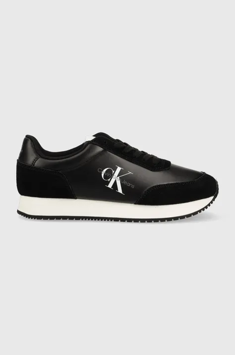 Αθλητικά Calvin Klein Jeans RETRO RUNNER LOW LAC χρώμα: μαύρο, YW0YW01056