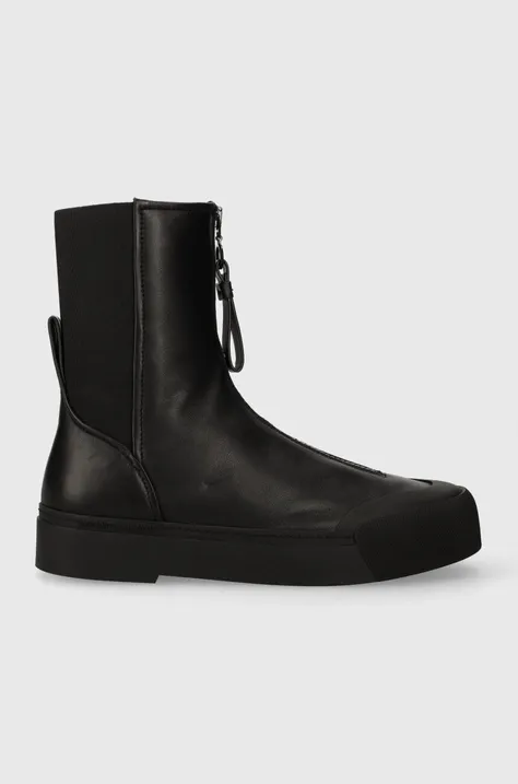 Členkové topánky Emporio Armani dámske, čierna farba, na plochom podpätku, X3N172 XN896 K001