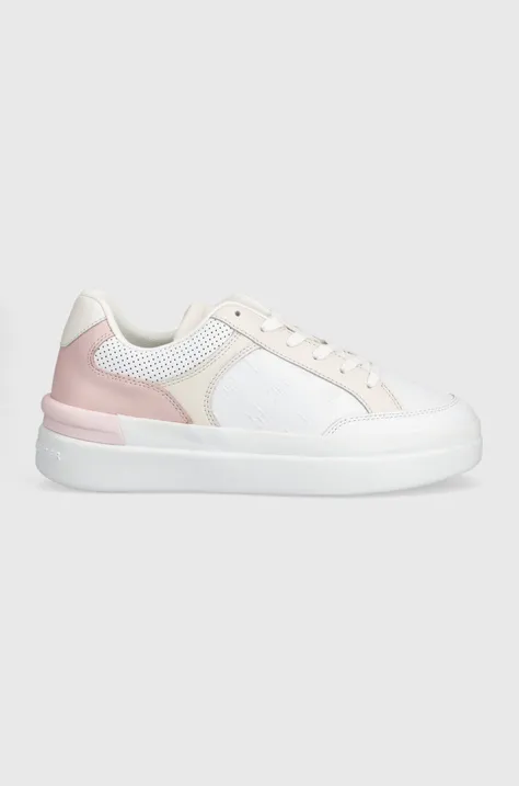 Δερμάτινα αθλητικά παπούτσια Tommy Hilfiger EMBOSSED COURT SNEAKER χρώμα: ροζ, FW0FW07297