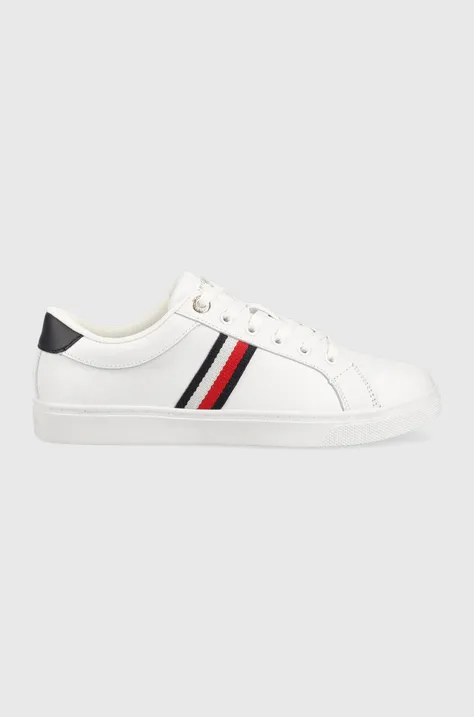 Δερμάτινα αθλητικά παπούτσια Tommy Hilfiger ESSENTIAL WEBBING CUPSOLE χρώμα: άσπρο, FW0FW07378
