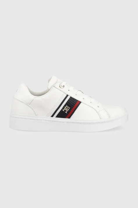 Δερμάτινα αθλητικά παπούτσια Tommy Hilfiger CORP WEBBING SNEAKER χρώμα: άσπρο, FW0FW07379