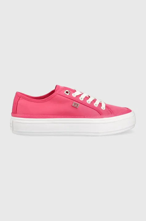 Πάνινα παπούτσια Tommy Hilfiger ESSENTIAL VULC CANVAS χρώμα: ροζ, FW0FW07459