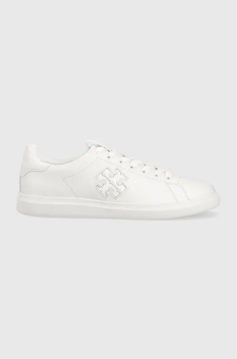 Δερμάτινα αθλητικά παπούτσια Tory Burch Double T Howell Court χρώμα: άσπρο, 149728-123