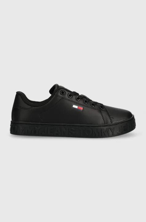 Δερμάτινα αθλητικά παπούτσια Tommy Jeans COOL SNEAKER χρώμα: μαύρο, EN0EN02042