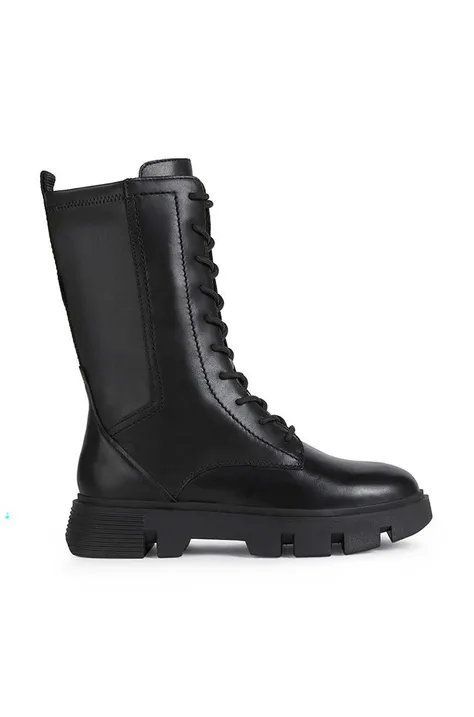 Členkové topánky Geox D VILDE H dámske, čierna farba, na plochom podpätku, D26UAH 085KB C9999