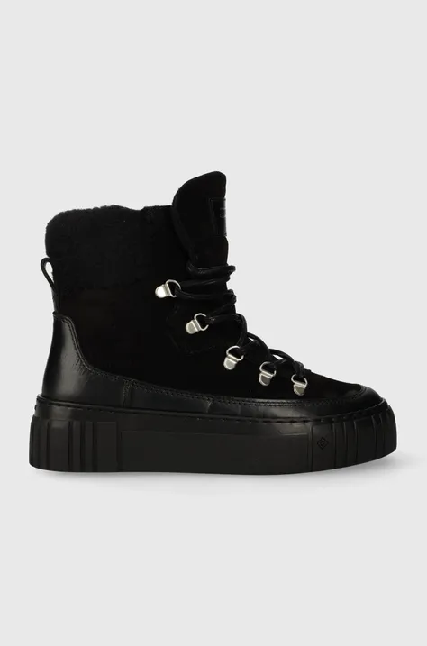 Semišové topánky Gant Snowmont dámske, čierna farba, na platforme, zateplené, 27543368.G00