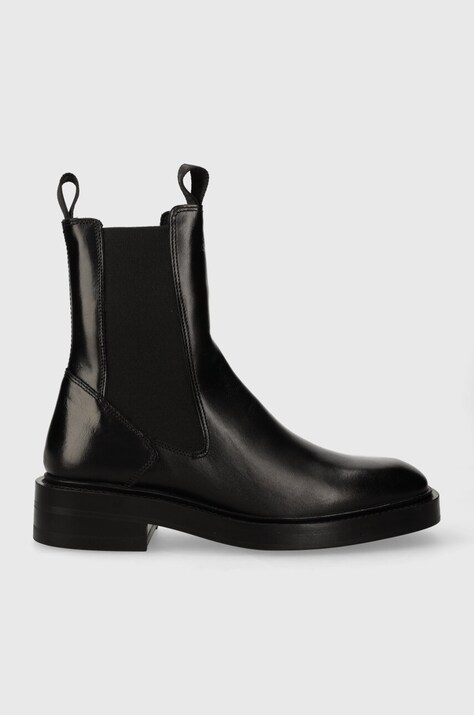 Gant cizme de piele Fallwi femei, culoarea negru, cu toc plat, 27551333.G00