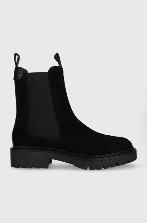 Semišové kotníkové boty Gant Kelliin dámské, černá barva, na plochém podpatku, 27553349.G00
