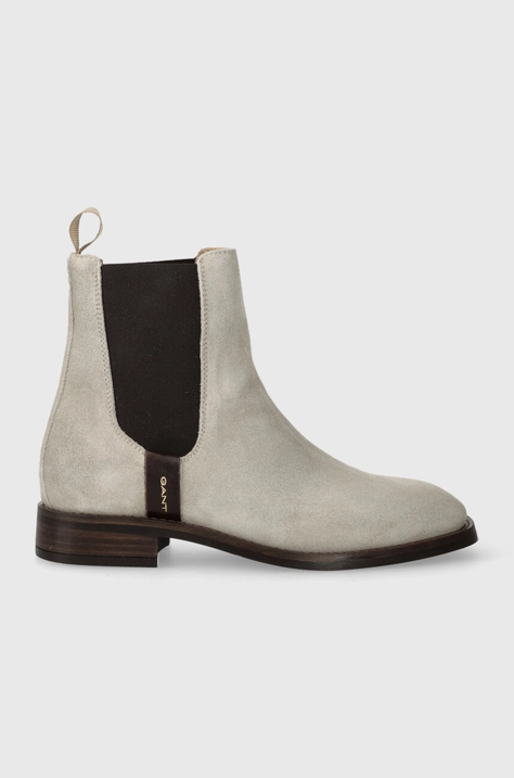 Gant botine din piele intoarsa Fayy femei, culoarea gri, cu toc plat, 27553384.G236