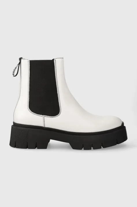 Δερμάτινες μπότες τσέλσι HUGO Kris γυναικείες, χρώμα: άσπρο, 50494677 F350494677