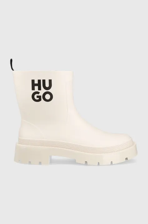 Гумові чоботи HUGO Jin жіночі колір бежевий 50498090