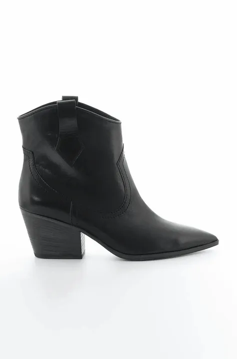 Kožené kotníkové boty Kennel & Schmenger Dallas dámské, černá barva, na podpatku, 21-73640.420