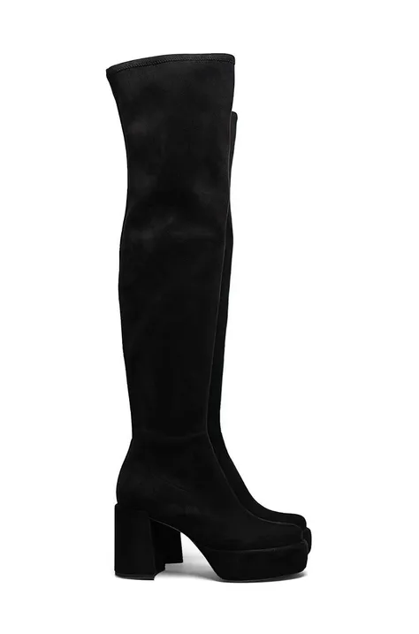 Замшеві чоботи Kennel & Schmenger Clip жіночі колір чорний каблук блок 21-60030.470