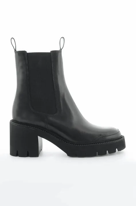 Шкіряні черевики Kennel & Schmenger Glossy жіночі колір чорний каблук блок 21-54580.720