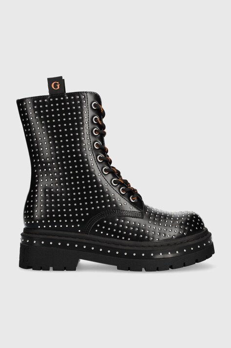 Guess bocanci JOYA femei, culoarea negru, cu toc plat, FL7JYA PEL10