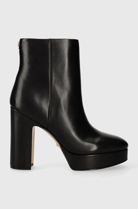 Guess cizme de piele TEMELA femei, culoarea negru, cu toc drept, FL7TML LEA10