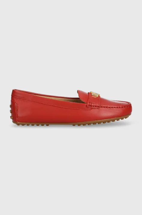 Шкіряні туфлі Lauren Ralph Lauren Barnsbury жіночі колір червоний на плоскому ходу 802852847013