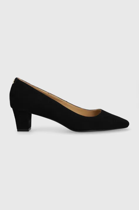 Замшеві туфлі Lauren Ralph Lauren Whitney колір чорний каблук блок 802908307001