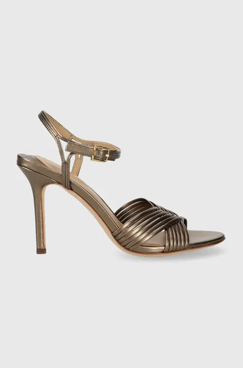 Usnjeni sandali Lauren Ralph Lauren Madelaine zlata barva, 802912330001
