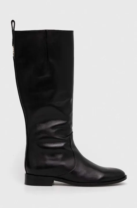 Usnjeni elegantni škornji Patrizia Pepe ženski, črna barva, 8Y0053 L078 K103