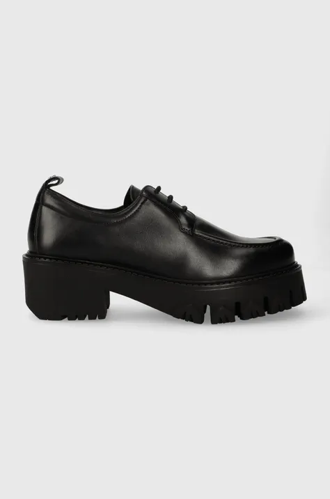 Kožne cipele Patrizia Pepe za žene, boja: crna, ravni potplat, 8Z0090 L011 K103