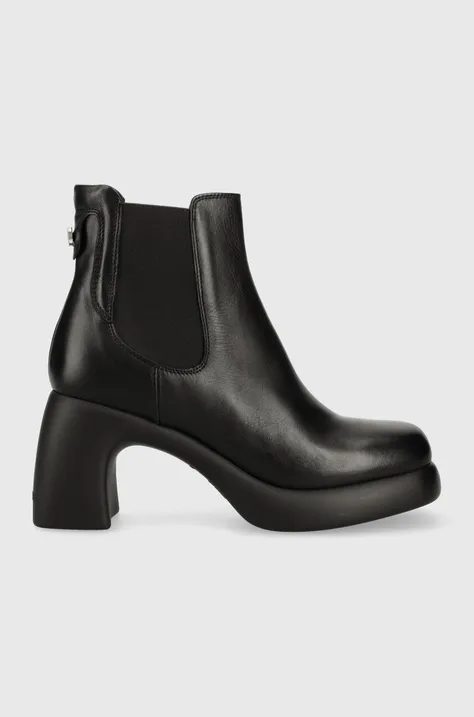 Шкіряні черевики Karl Lagerfeld ASTRAGON жіночі колір чорний каблук блок KL33840