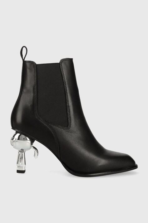 Кожаные полусапоги Karl Lagerfeld IKON HEEL женские цвет чёрный каблук кирпичик KL39060
