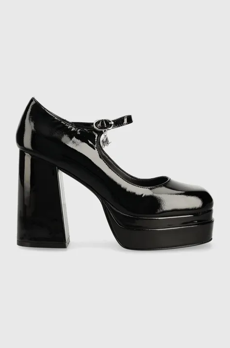 Шкіряні туфлі Karl Lagerfeld STRADA колір чорний каблук блок KL30125A