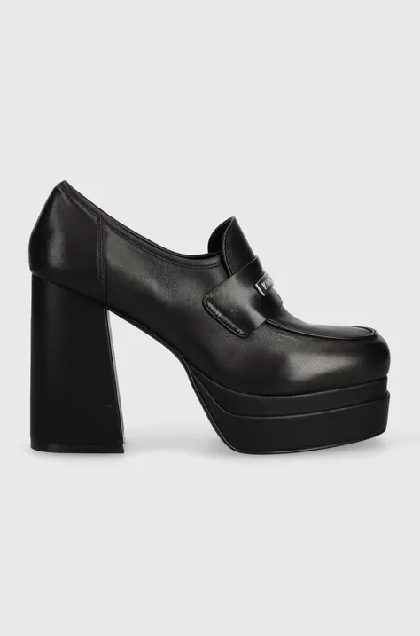Шкіряні туфлі Karl Lagerfeld STRADA колір чорний каблук блок KL30133