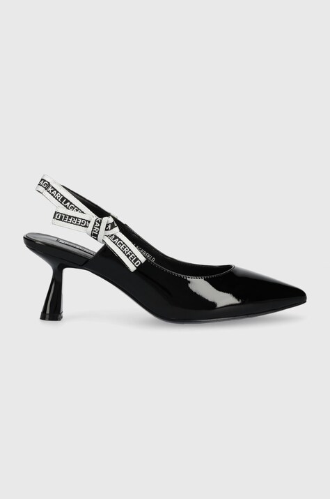 Кожени обувки с висок ток Karl Lagerfeld PANACHE в черно KL30808