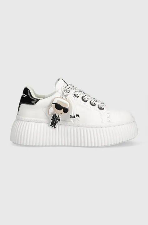 Karl Lagerfeld sneakersy skórzane KREEPER LO kolor biały KL42376N