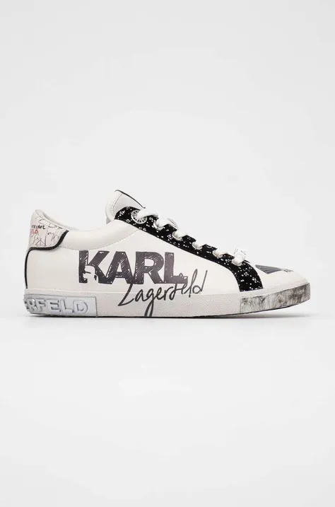 Usnjene superge Karl Lagerfeld SKOOL bela barva, KL60111