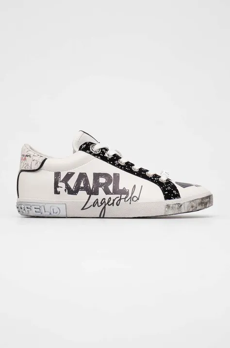 Kožené sneakers boty Karl Lagerfeld SKOOL bílá barva, KL60111