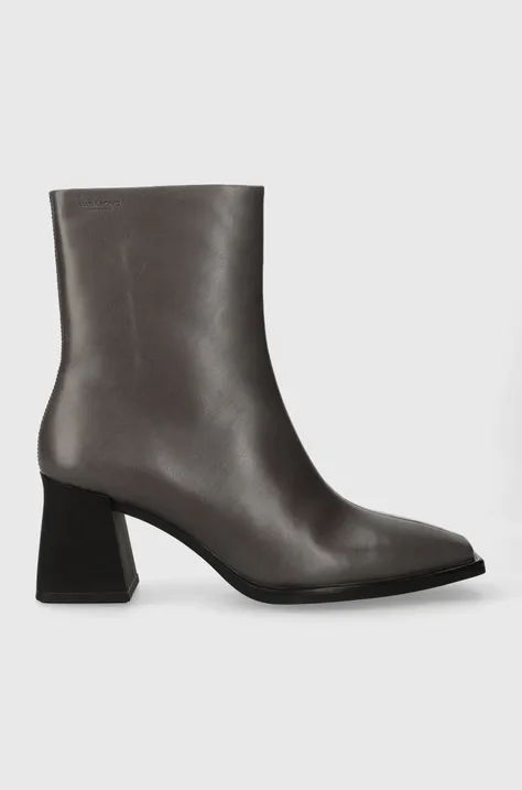 Kožené členkové topánky Vagabond Shoemakers HEDDA dámske, šedá farba, na podpätku, 5002.001.18
