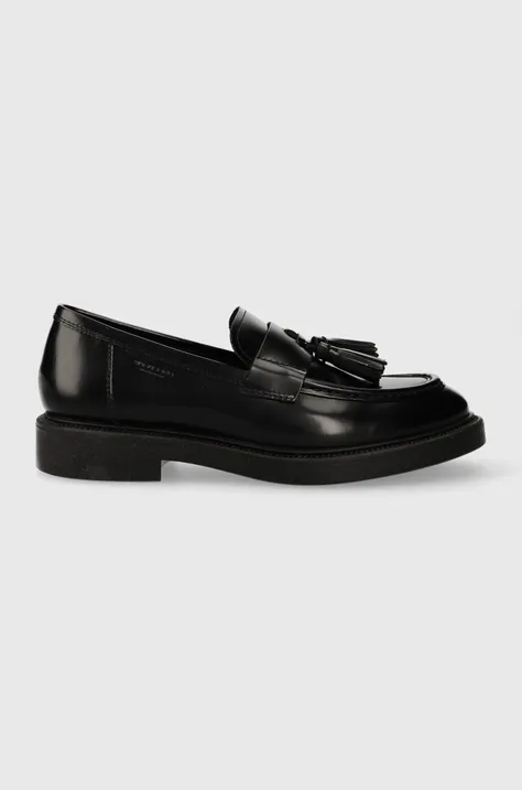 Kožené mokasíny Vagabond Shoemakers ALEX W dámské, černá barva, na plochém podpatku, 5648.004.20