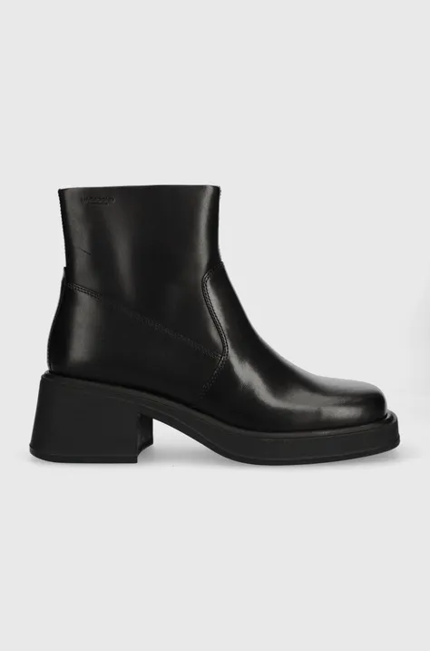 Kožené kotníkové boty Vagabond Shoemakers DORAH dámské, černá barva, na plochém podpatku, 5656.001.20
