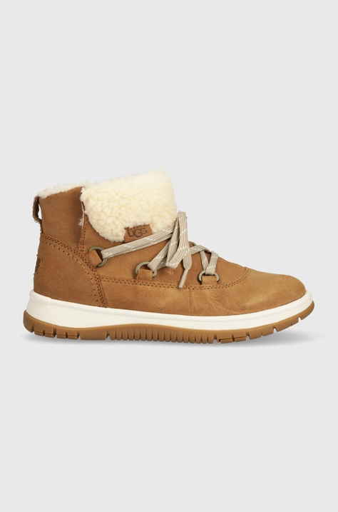 Snežke iz semiša UGG Lakesider Heritage Lace rjava barva, 1143836