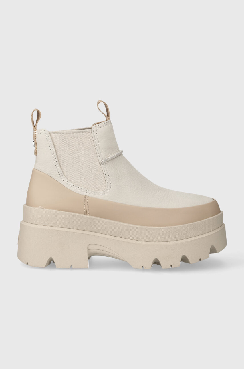 UGG cizme Brisbane Chelsea femei, culoarea bej, cu platforma, 1143842