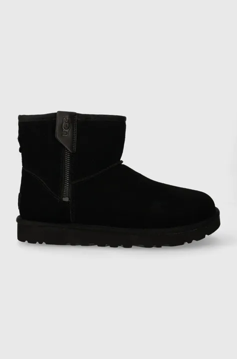 Čizme za snijeg od brušene kože UGG Classic Mini Bailey Zip boja: crna, 1151230